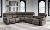 A2Z Furniture - Ashley Furniture - Hoopster Sectional - 6-Piece Power Reclining Sectional / Gunmetal - 23703S5